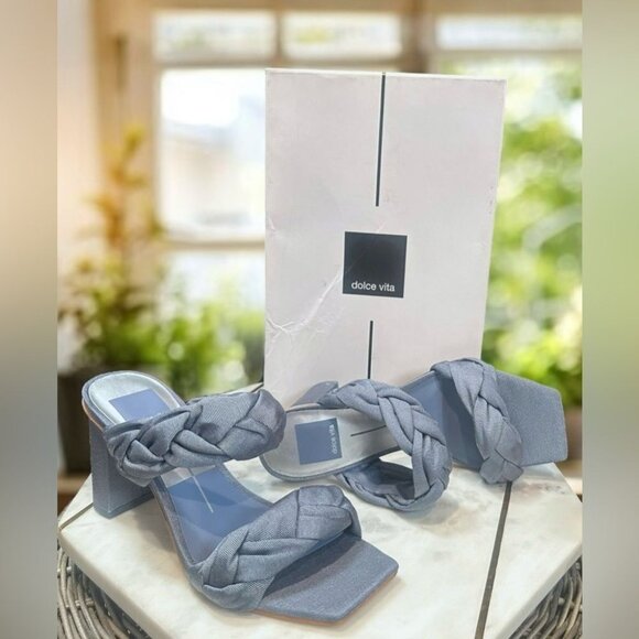 Dolce Vita Pheby Indigo Silk Braided Block Heel Mule 6 - Picture 2 of 15